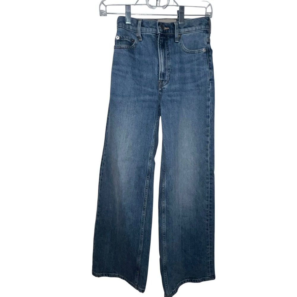 Everlane The Way-High Wide Leg Flare Jeans Blue Medium Wash Organic Cotton 23R